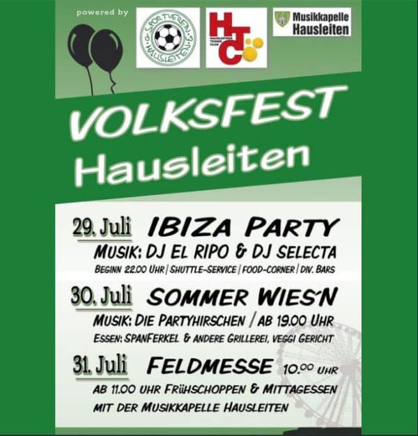 Volksfest Sportfest Hausleiten 29. 31.07.2022 -